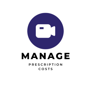Manage Prescription Cost with video camera icon